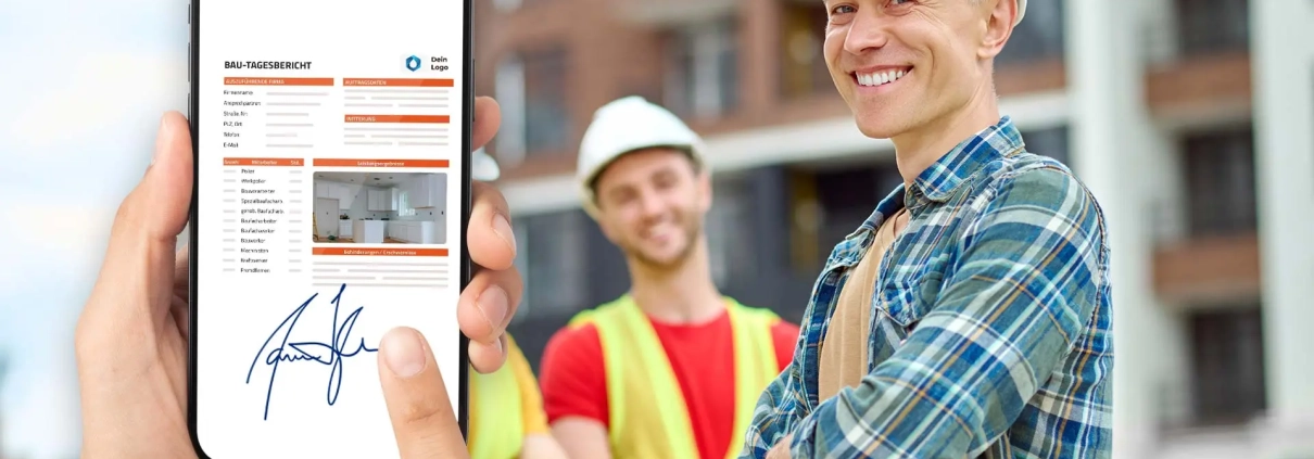 Digitale Unterschrift auf der Baustelle