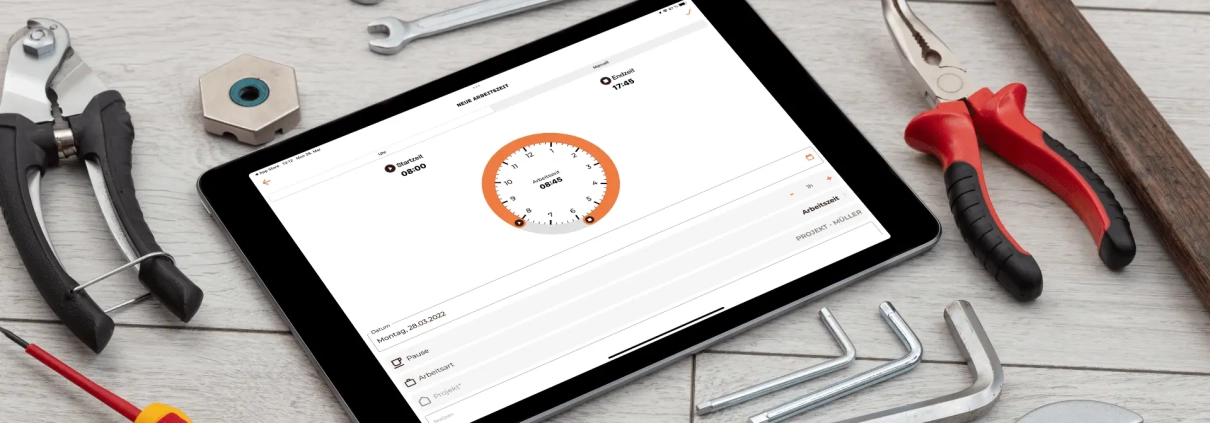 Mit der Craftnote App Zeiterfassung direkt auf dem Smartphone oder Tablet